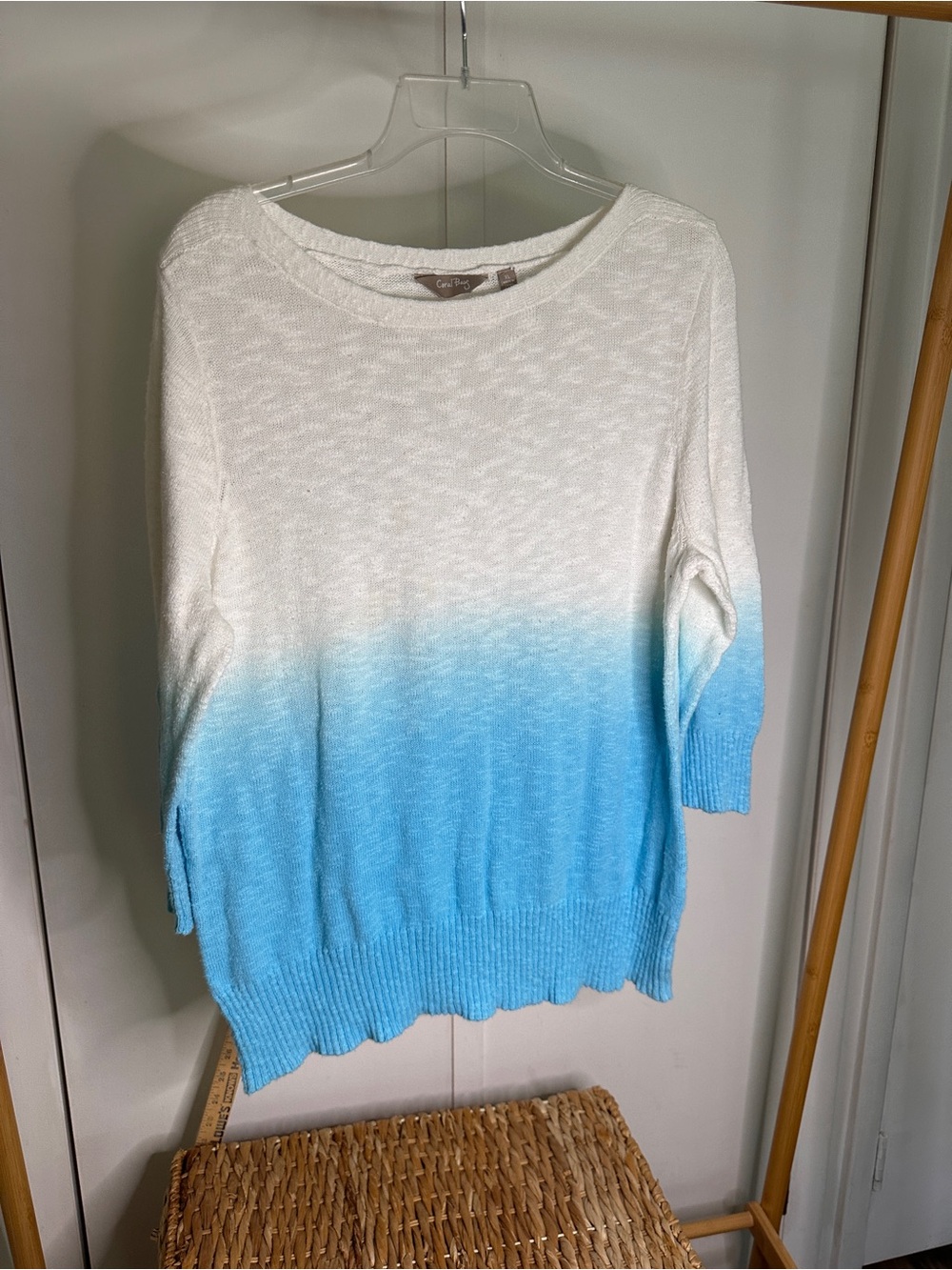 Coral Bay White to Blue Ombre Crewneck Sweater XL